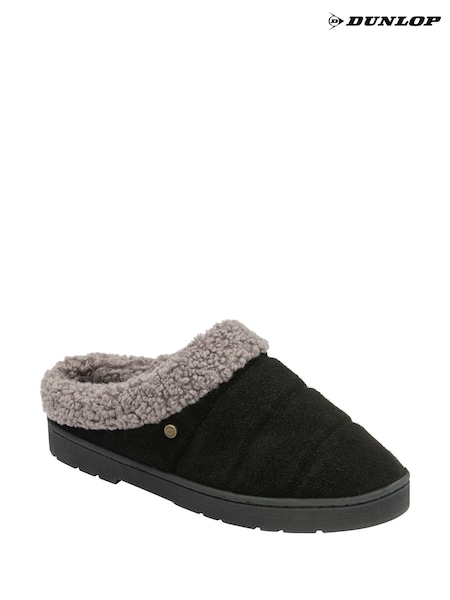 Dunlop Black Faux Suede Mule Slippers (H93298) | €33