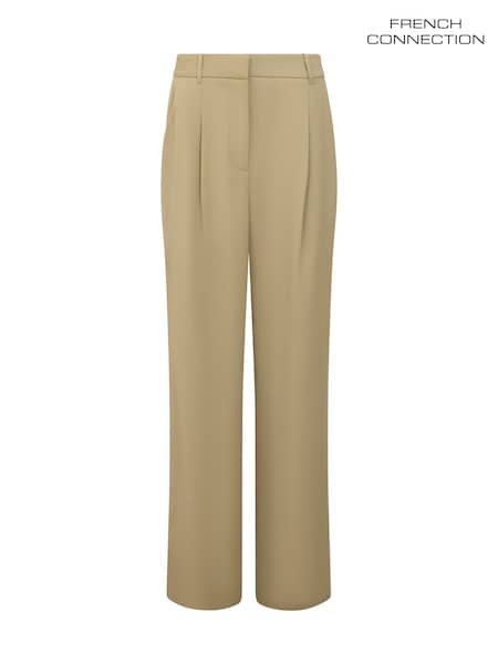 French Connection Green Vinnie Suiting Pleated Trousers (H93334) | €100
