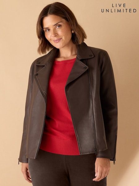 Live Unlimited Curve Chocolate Leather Jacket (H93400) | R$ 2.950