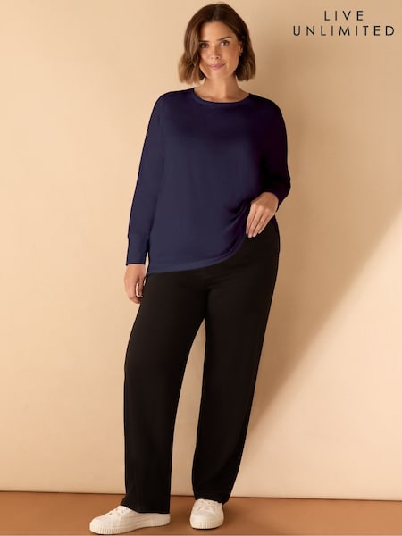 Live Unlimited Blue Curve Cotton Slub Crew Neck T-Shirt (H93413) | €53