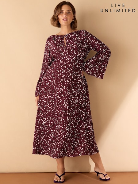 Live Unlimited Purple Curve Spot Print Twist Neckline Dress (H93421) | €140