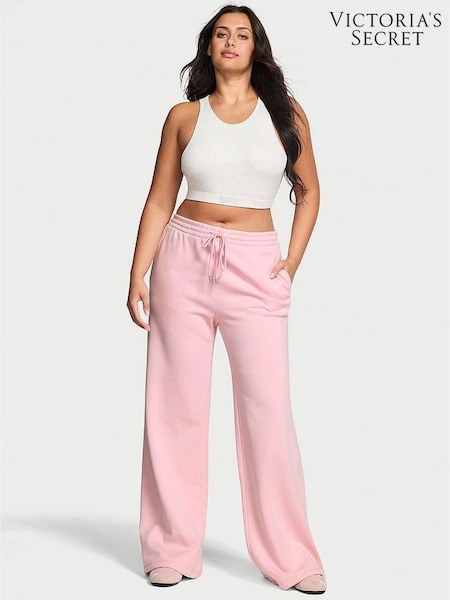 Victoria's Secret Washed Pretty Blossom Pink Fleece Wide Leg Joggers (H93431) | €83