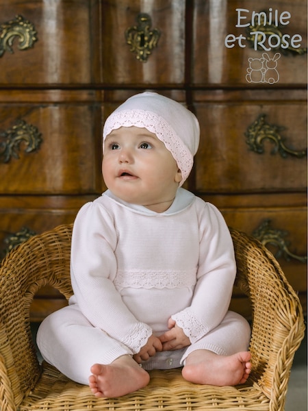 Emile Et Rose Kat Knitted All-In-One with Pretty Scalloped Hems and Hat (H93492) | 247 QAR