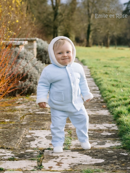 Emile Et Rose Kai Knitted Jacket With Fur Trim Pom-Pom & Hood (H93496) | AED280