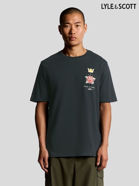 Lyle & Scott Blue Rose and Crown Graphic Print T-Shirt (H93536) | €46