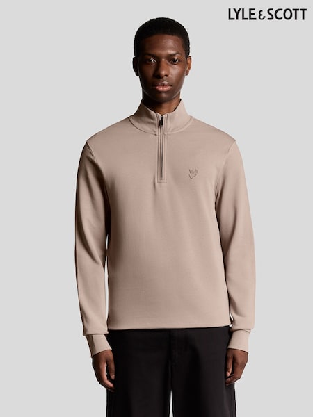 Lyle & Scott Cream Superfine Quarter Zip Sweatshirt (H93537) | €113