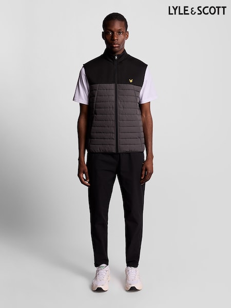 Lyle & Scott Black Sports Fleece Hybrid Gilet (H93546) | AED553