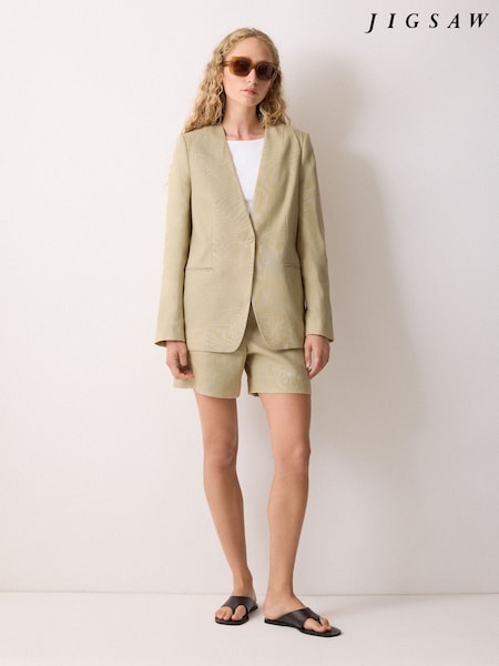 Jigsaw Cream Irish Linen Edge Blazer (H93581) | €338