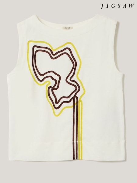 Jigsaw Cream Cornelli Tape Jersey Tank (H93589) | €87