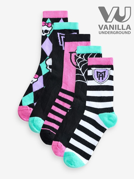 Vanilla Underground Black Calf Socks Set Of 5 (H93738) | €19