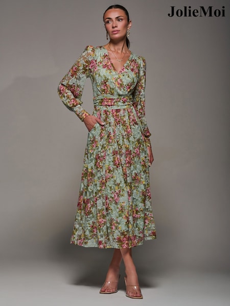 Jolie Moi Long Sleeve Printed Lace Maxi Dress (H93909) | R$ 780