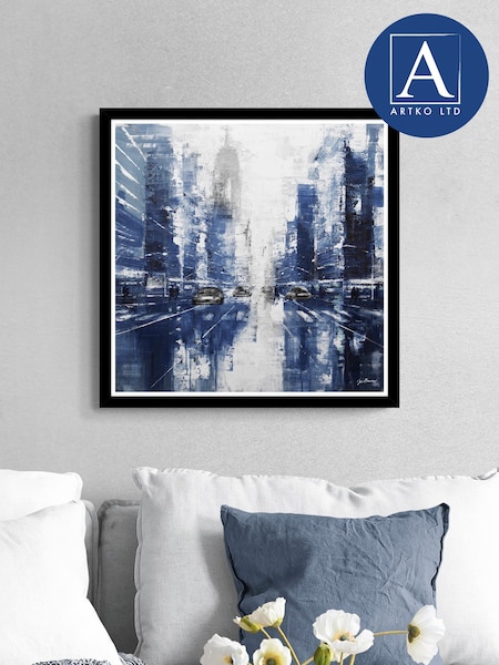 Artko Black City Reflections in Blue By Jon Barker Framed Art (H93951) | €102