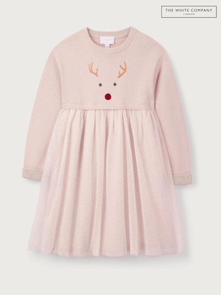 The White Company Pink Cotton Jingles Knit & Tulle Dress (H94061) | ‏218 ر.ق.
