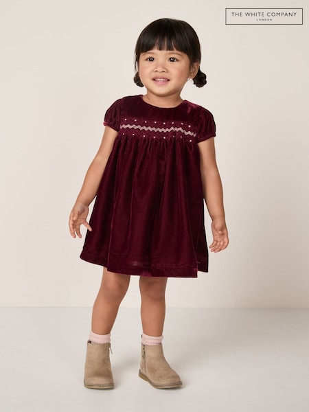 The White Company Red Velvet Smocked Dress (H94079) | R$ 395