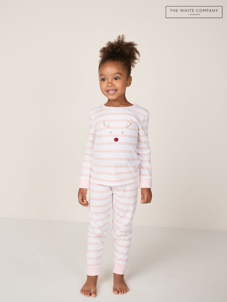 The White Company Pink Cotton Striped Jingles Slim Fit Pyjamas (H94083) | 135 QAR