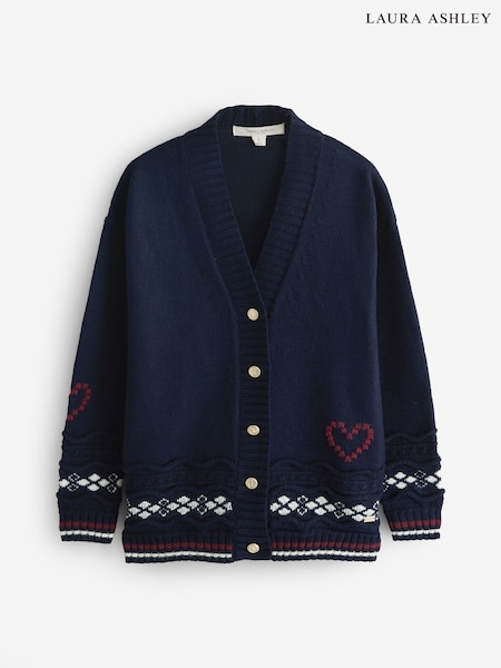 Laura Ashley Navy Homespun Anchor Cardigan (H94115) | AED344