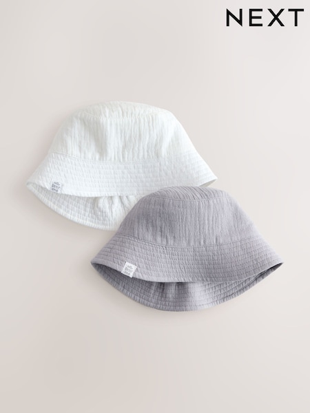 Grey and White Crinkle Baby Bucket Hats 2 Pack (H94134) | R$ 120