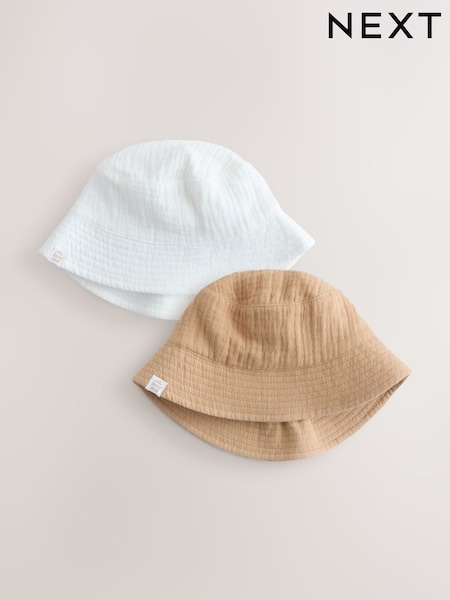 Neutral Crinkle Baby Bucket Hats 2 Pack (H94137) | €15