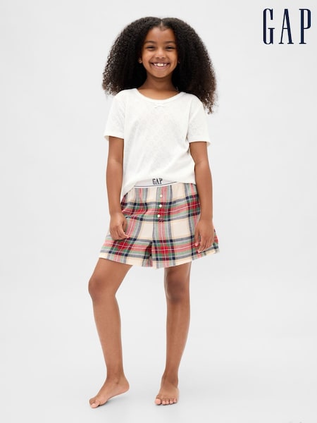 Gap Red Check Matching Family Christmas Pyjama Shorts (5-13yrs) (H94229) | €16