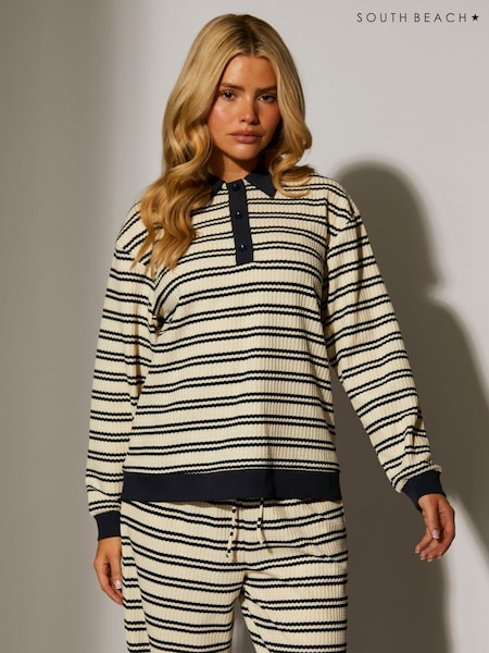 South Beach Blue Stripe Knitted Rubgy Shirt (H94334) | €48