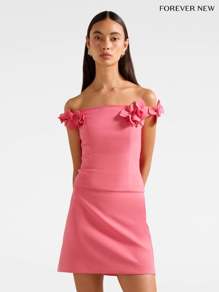 Forever New Pink Faye Applique Bardot Top (H94338) | R$ 545