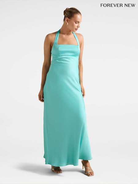 Forever New Blue April Open Back Satin Maxi Dress (H94345) | €154