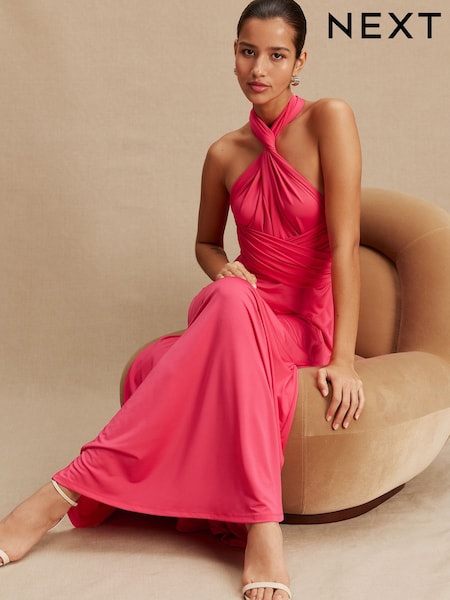 Raspberry Pink - Jersey Multiway Wedding Guest Bridesmaid Maxi Dress