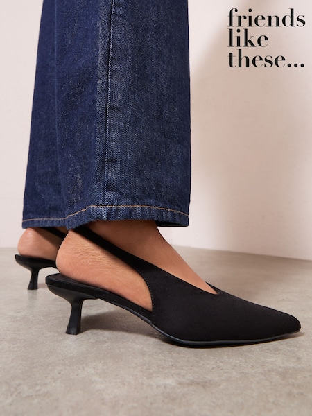 Friends Like These Black Slingback Mid Heel Stiletto Smart Court Shoes (H94400) | SGD 62