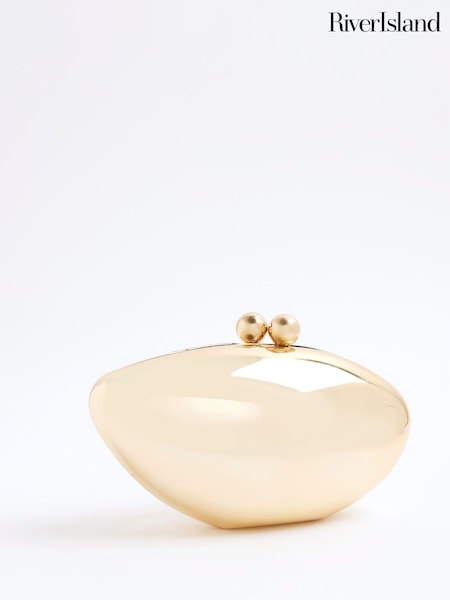 River Island Gold Pebble Clutch Bag (H94445) | R$ 355