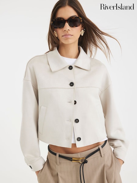 River Island Natural Suedette Overshirt (H94447) | €56