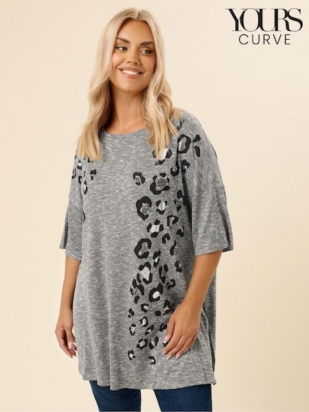 Yours Curve Animal Print Drop Shoulder Top (H94596) | R$ 285