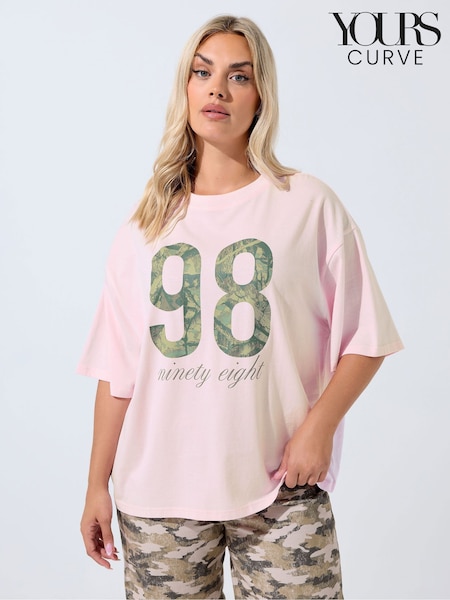 Yours Curve Pink Limited 98 Camo T-Shirt (H94597) | €28
