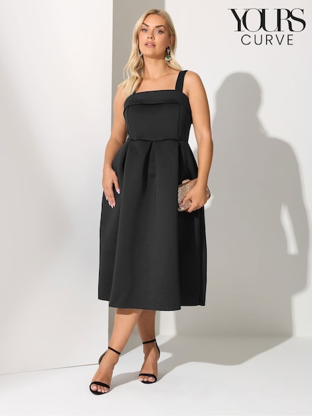 Yours Curve Black London Square Neck Fit and Flare Dress (H94599) | €75