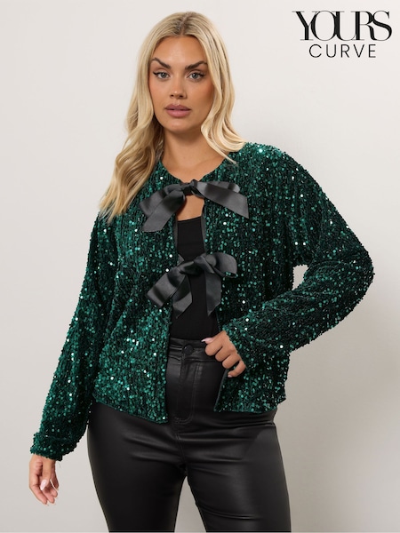 Yours Curve Bow Sequin Jacket (H94603) | R$ 525