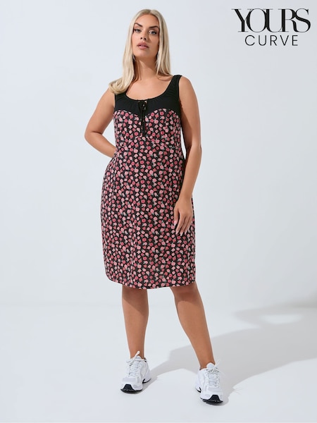 Yours Curve Limited Ditsy Contrast Mini Dress (H94609) | R$ 305