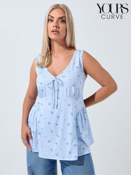 Yours Curve Limited Frilled Hem Detail Ditsy Top (H94611) | R$ 285