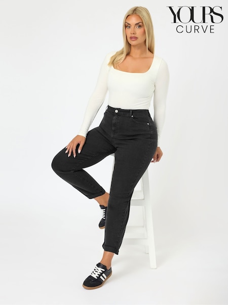 Yours Curve Black Boyfriend Jeans (H94613) | R$ 335
