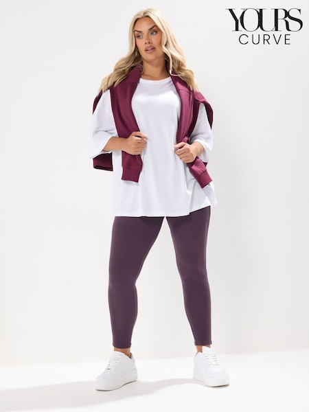 Roxa - Yours Curve Ribbed Leggings (H94615) | R$ 195