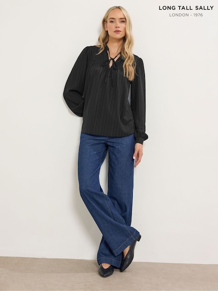 Long Tall Sally Black Tie Neck Top (H94642) | €37
