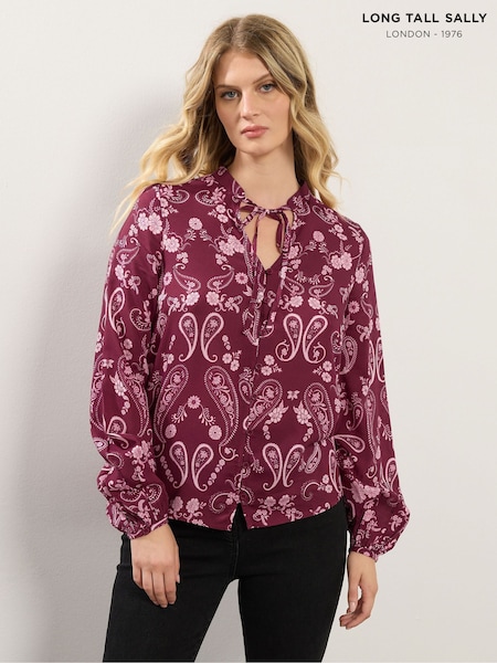 Long Tall Sally Red Paisley Button Shirt (H94643) | €44