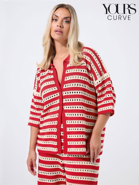 Yours Curve Red Limited Stripe Knitted Shirt (H94644) | € 34