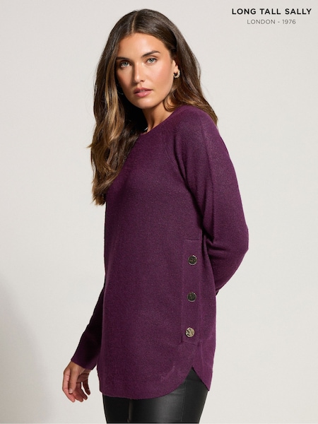 Long Tall Sally Purple Longline Pearl Button Jumper (H94657) | €48