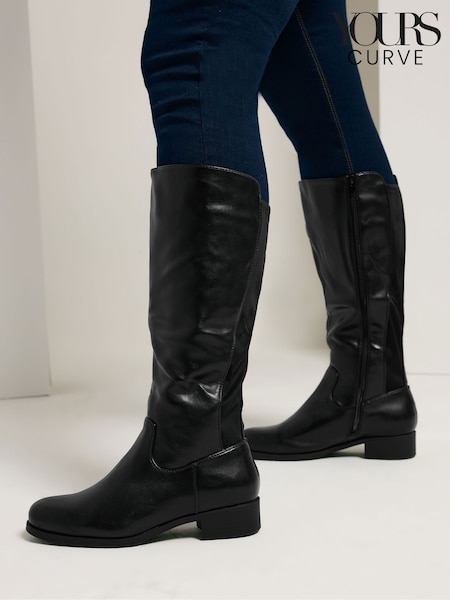 Yours Curve Black Extra Wide Fit Extra Wide Fit Stretch Knee Boots (H94658) | AED262