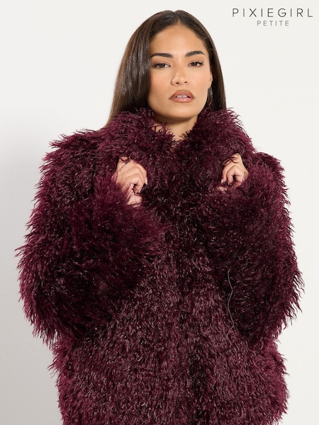 PixieGirl Petite Red Mongolian Fur Jacket (H94702) | €106