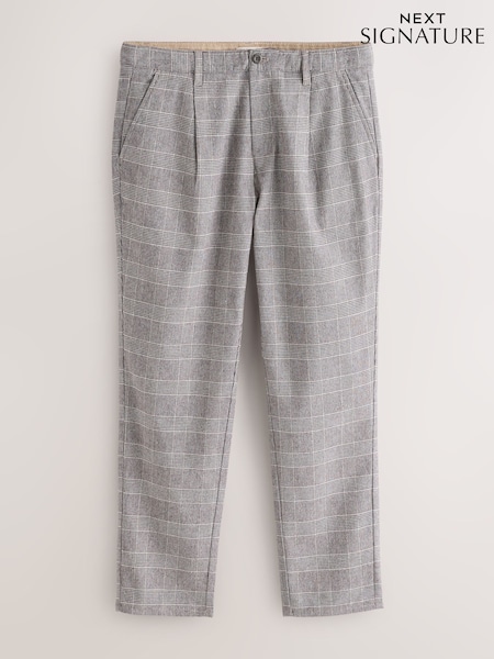 Light Grey Regular Tapered Fit Signature Heritage Pleated Trousers (H94708) | €71