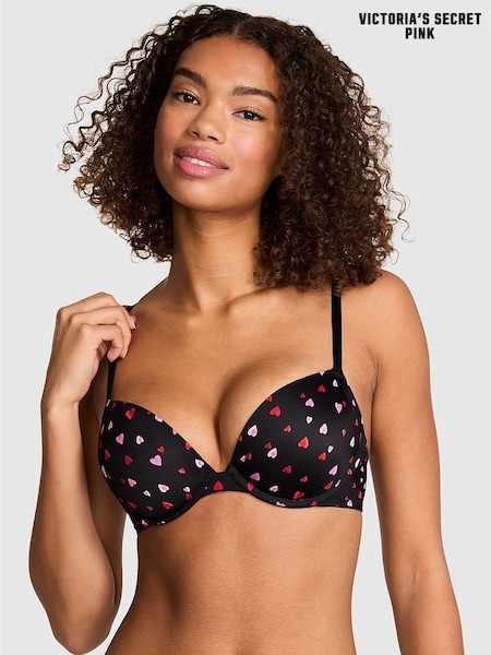 Victoria's Secret PINK Black Heart Print Super Push Up Bra (H94730) | €34