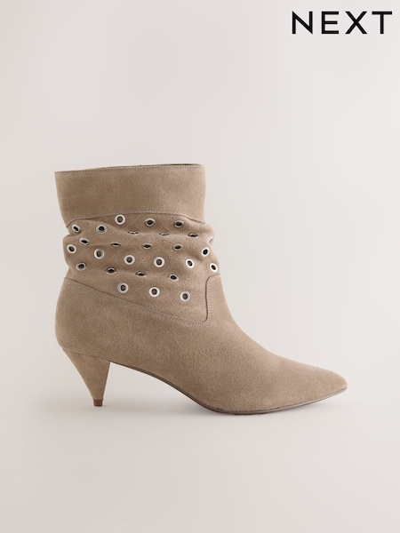 Neutral Suede Forever Comfort® Eyelet Embellished Ankle Boots (H94807) | €88