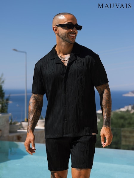 MAUVAIS Black Wave Shirt (H94887) | AED303
