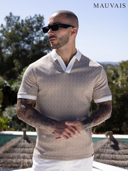 MAUVAIS Como Swirl Geo Jacquard Polo Shirt (H94898) | ‏285 د.إ.‏