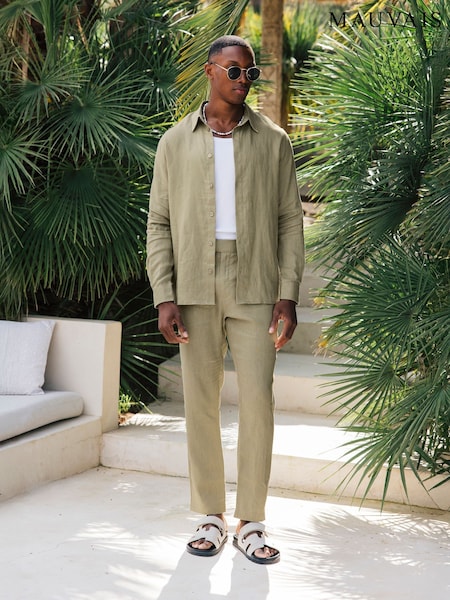 Verde - MAUVAIS Nammos Pure Linen Tailored Shirt (H94908) | R$ 640